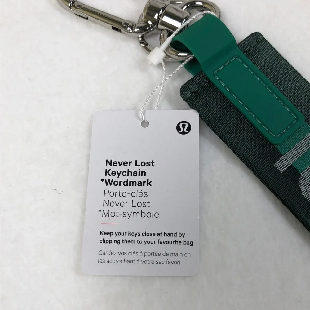 Lululemon Never Lost Keychain Green Wordmark (M1)